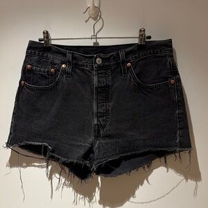 Levi's Black Frayed Jean Shorts
